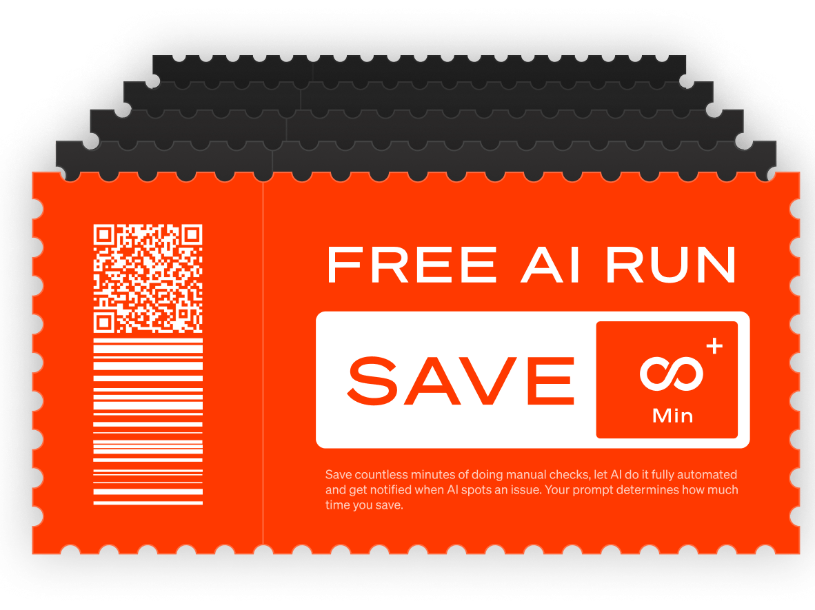 Coupon showing 5 free AI check runs included with every Oh Dear account