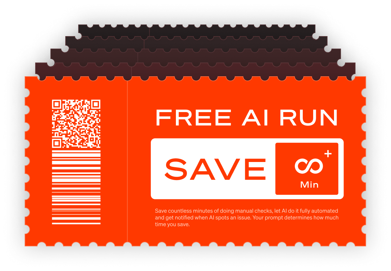 Coupon showing 5 free AI check runs included with every Oh Dear account