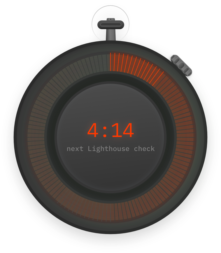 Next Lighthouse check countdown timer showing when the next automated scan will run