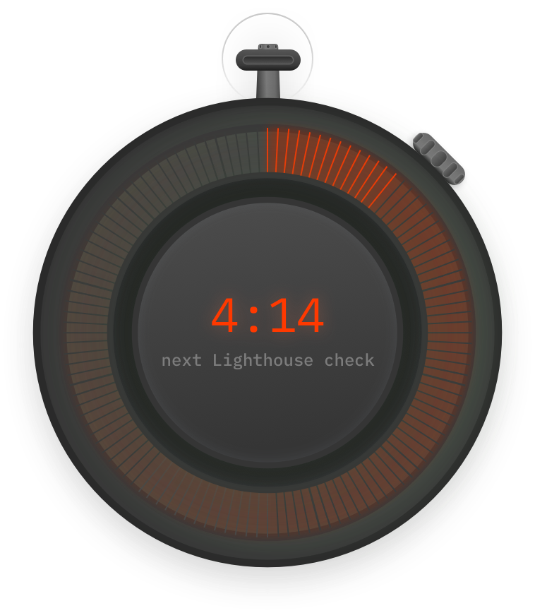 Next Lighthouse check countdown timer showing when the next automated scan will run