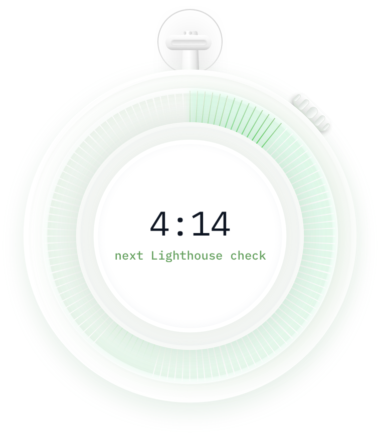 Next Lighthouse check countdown timer showing when the next automated scan will run