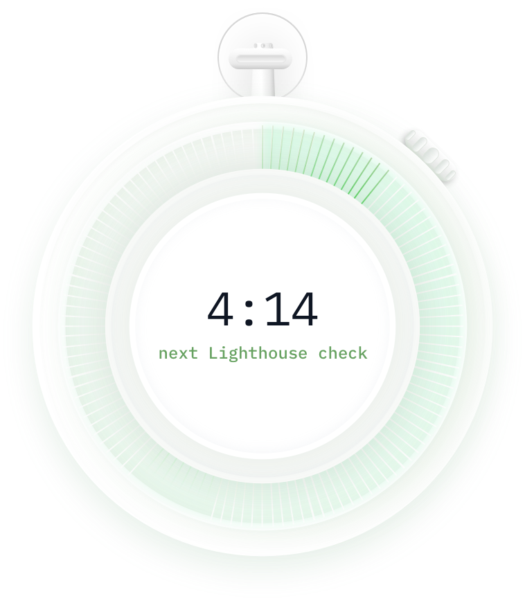 Next Lighthouse check countdown timer showing when the next automated scan will run