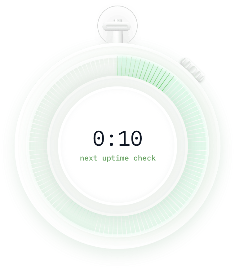 Next uptime check countdown timer and monitoring schedule
