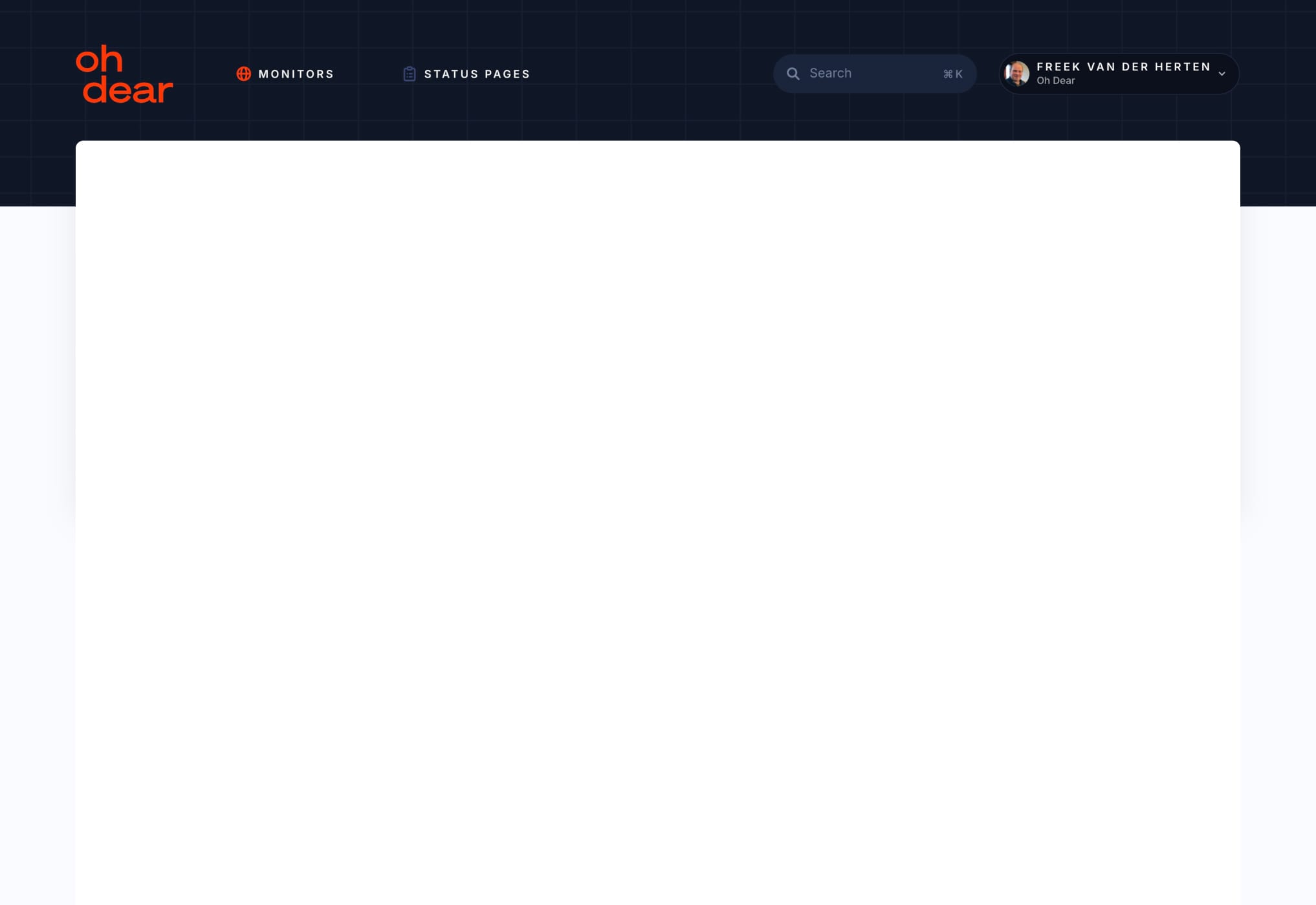 Oh Dear application interface