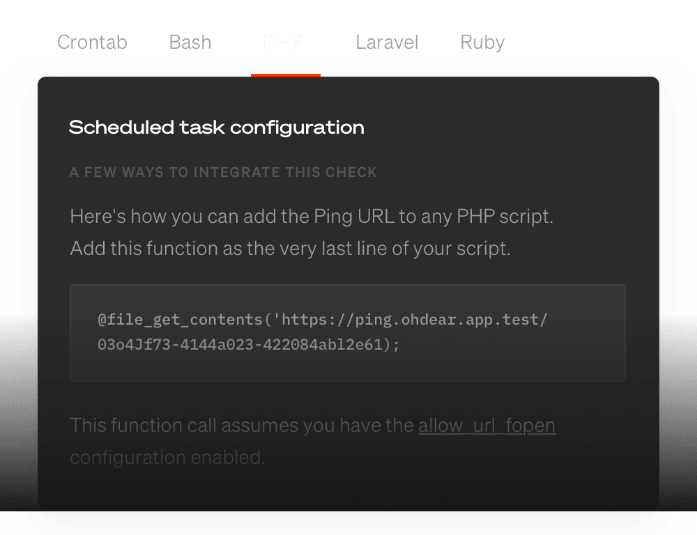 scheduled task configuration