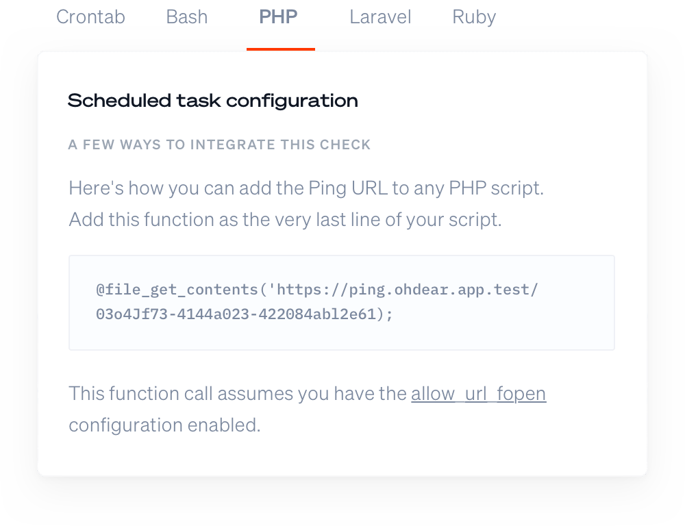 scheduled task configuration