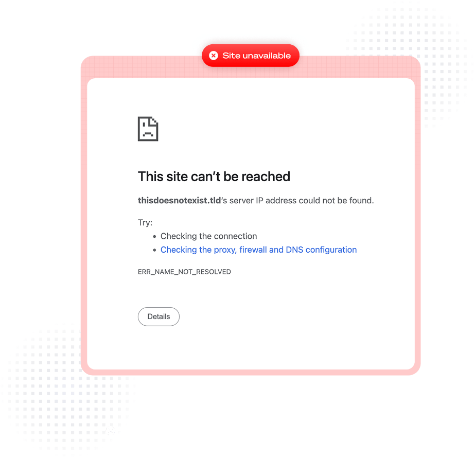Site unavailable visual