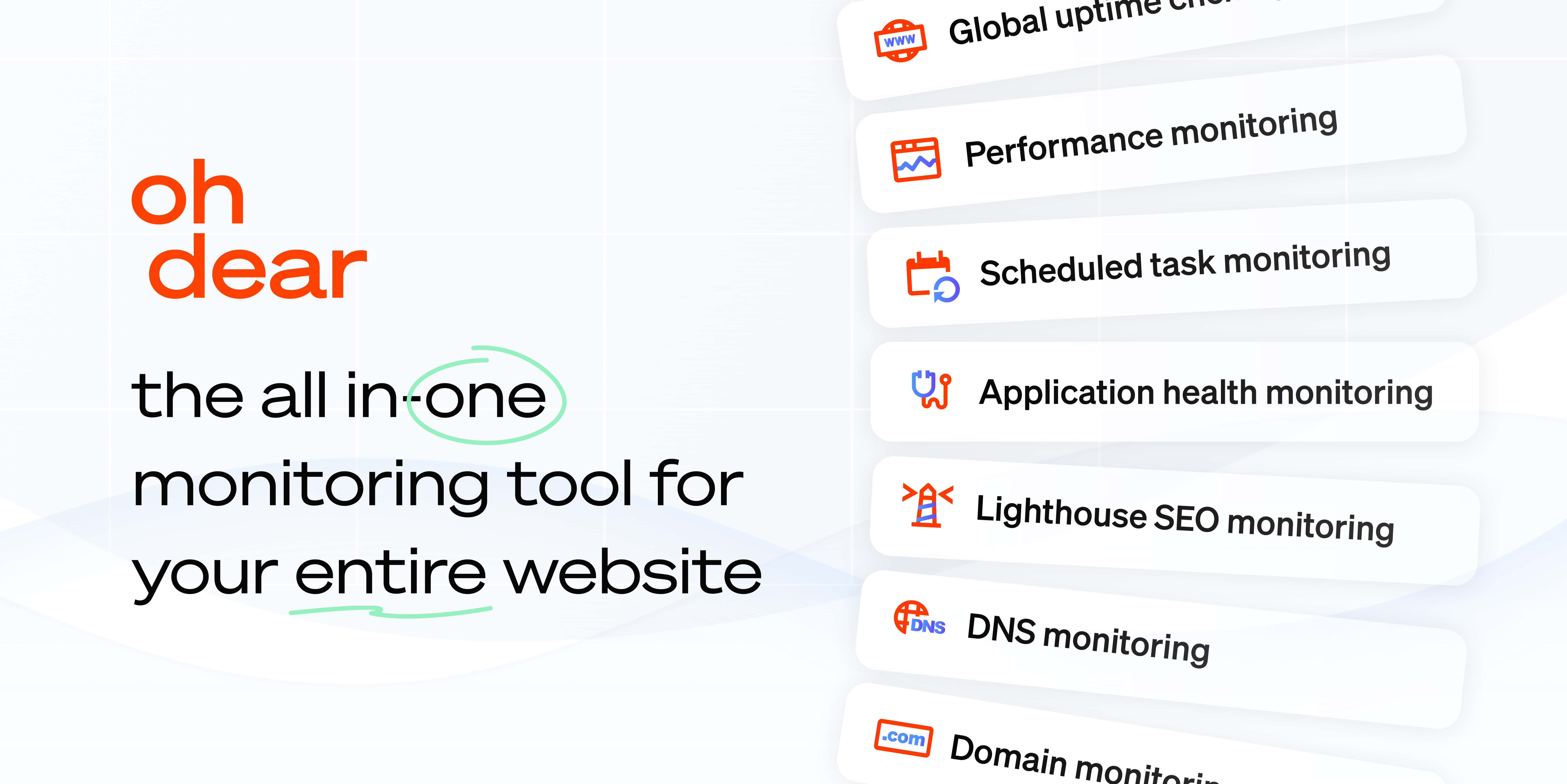 Preview image of website "Oh Dear - The all-in-one monitoring tool for your entire website"