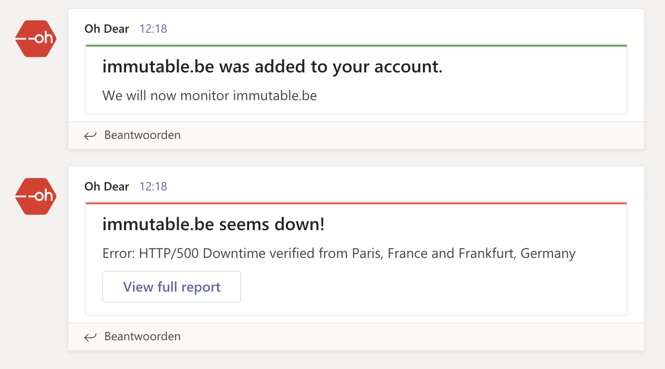 Microsoft Teams notification