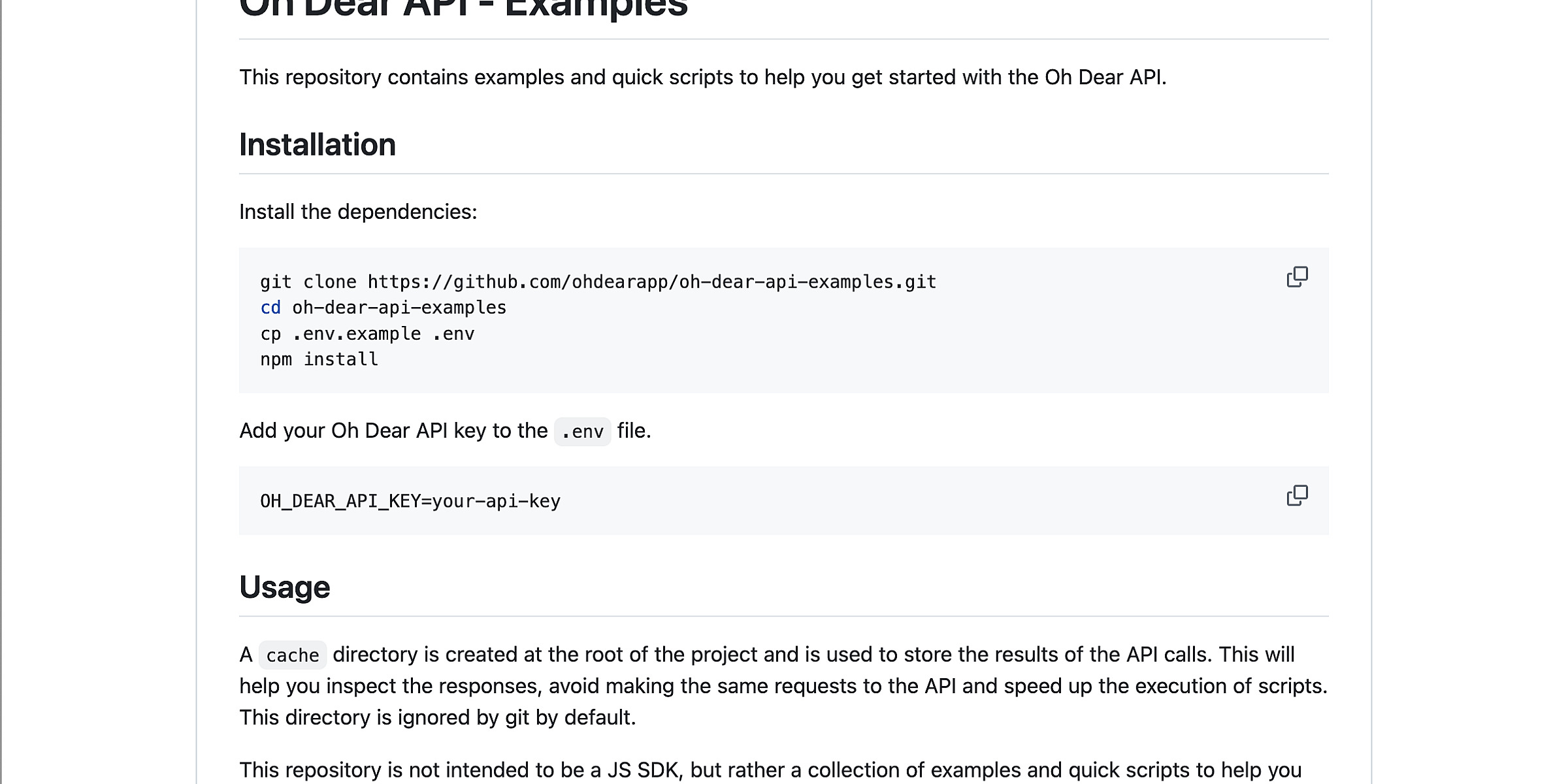 Dear Api Recipes for automating Oh Dear