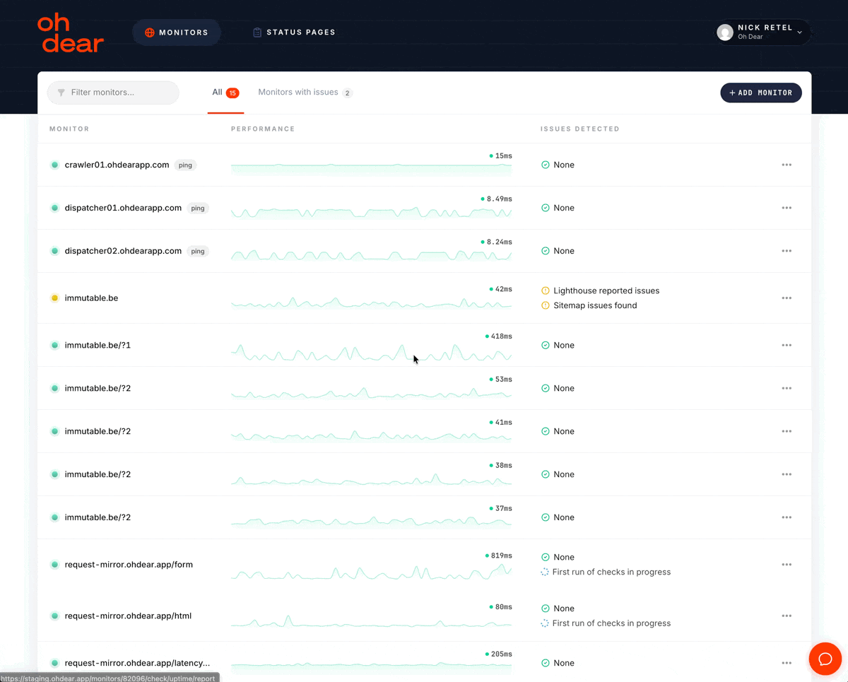 Oh Dear - configure dark mode