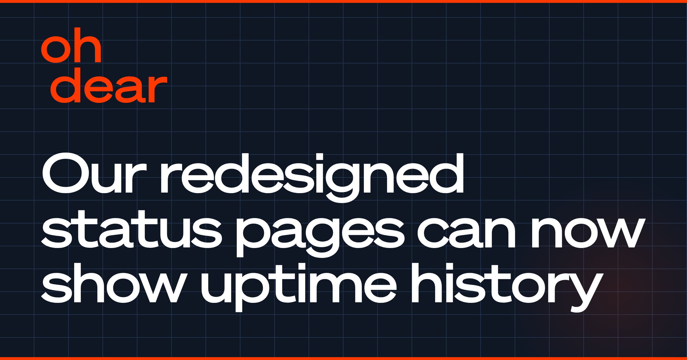 Up Status Our redesigned status pages can now show uptime history