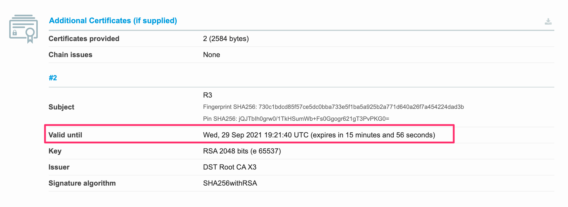 Lets Encrypt R3 expiration